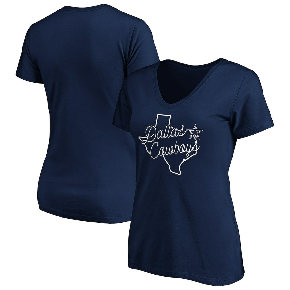 Dallas Cowboys Women's Script V-Neck T-Shirt - Navy discount