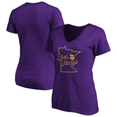 Minnesota Vikings Women's Script V-Neck T-Shirt - Purple cheap