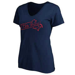 New England Patriots Women's Script V-Neck T-Shirt - Navy for sale