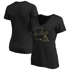 New Orleans Saints Women's Script V-Neck T-Shirt - Black discount