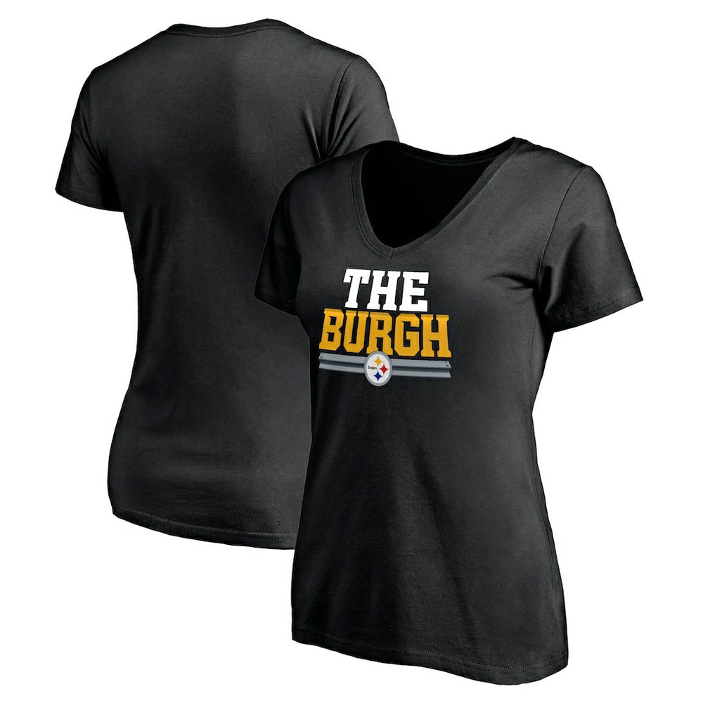 Pittsburgh Steelers Women's Hometown Collection The Burgh V-Neck T-Shirt - Black cheap