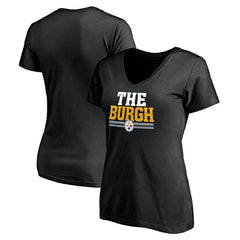 Pittsburgh Steelers Women's Hometown Collection The Burgh V-Neck T-Shirt - Black cheap