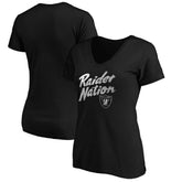 Las Vegas Raiders Women's Hometown Collection Raider Nation V-Neck T-Shirt - Black on sale