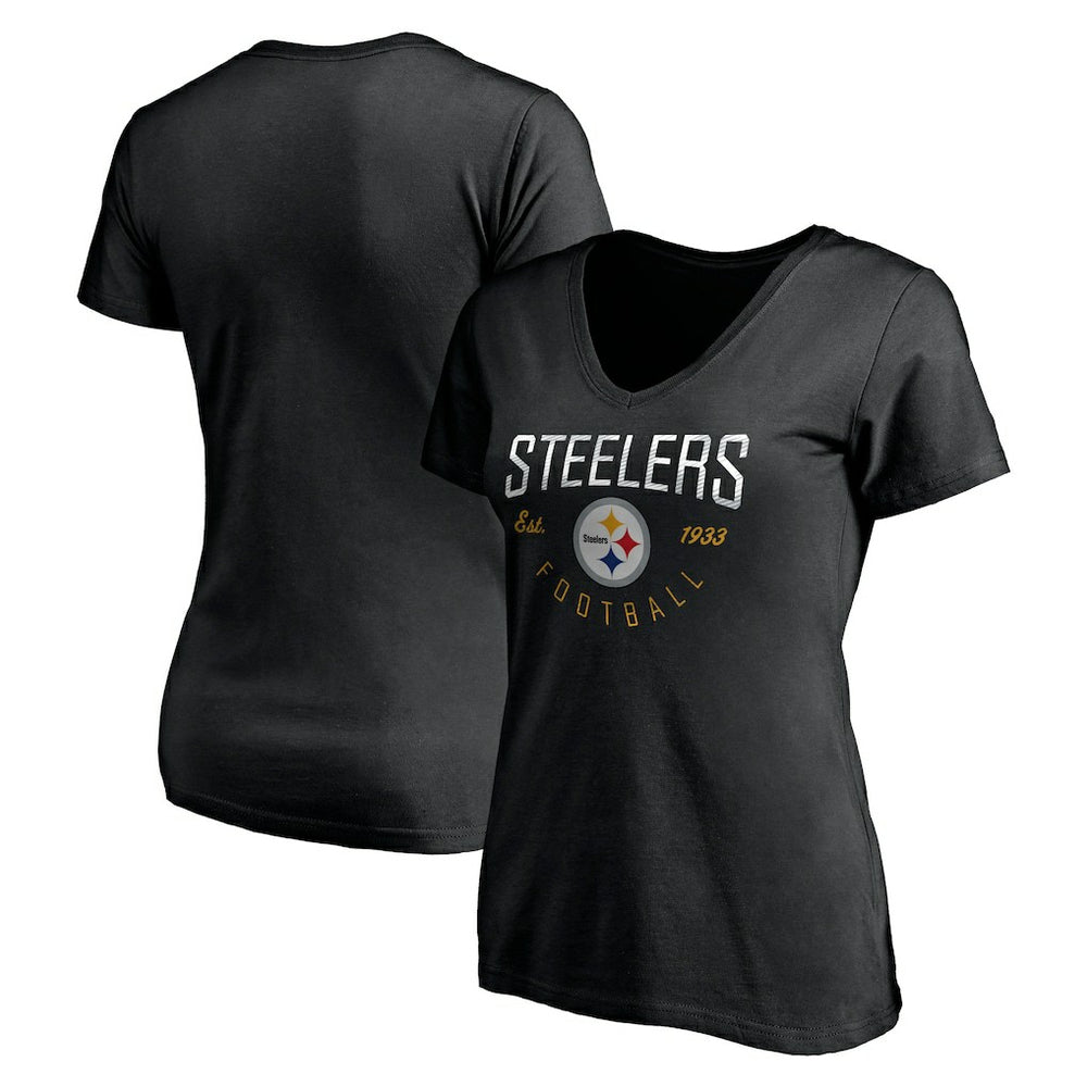 Pittsburgh Steelers Women's Live For It V-Neck T-Shirt - Black for sale