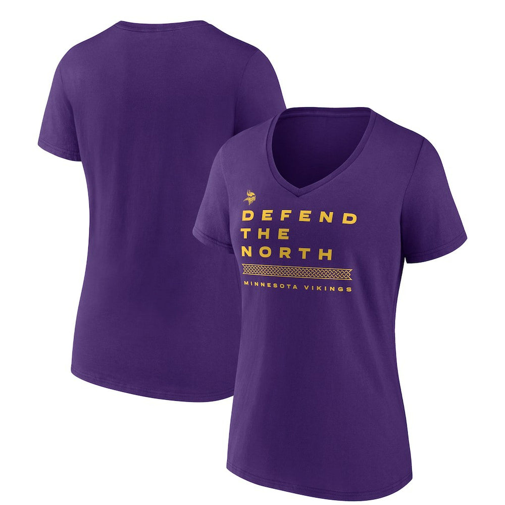 Minnesota Vikings Women's Hometown Collection Defend The North V-Neck T-Shirt - Purple cheap