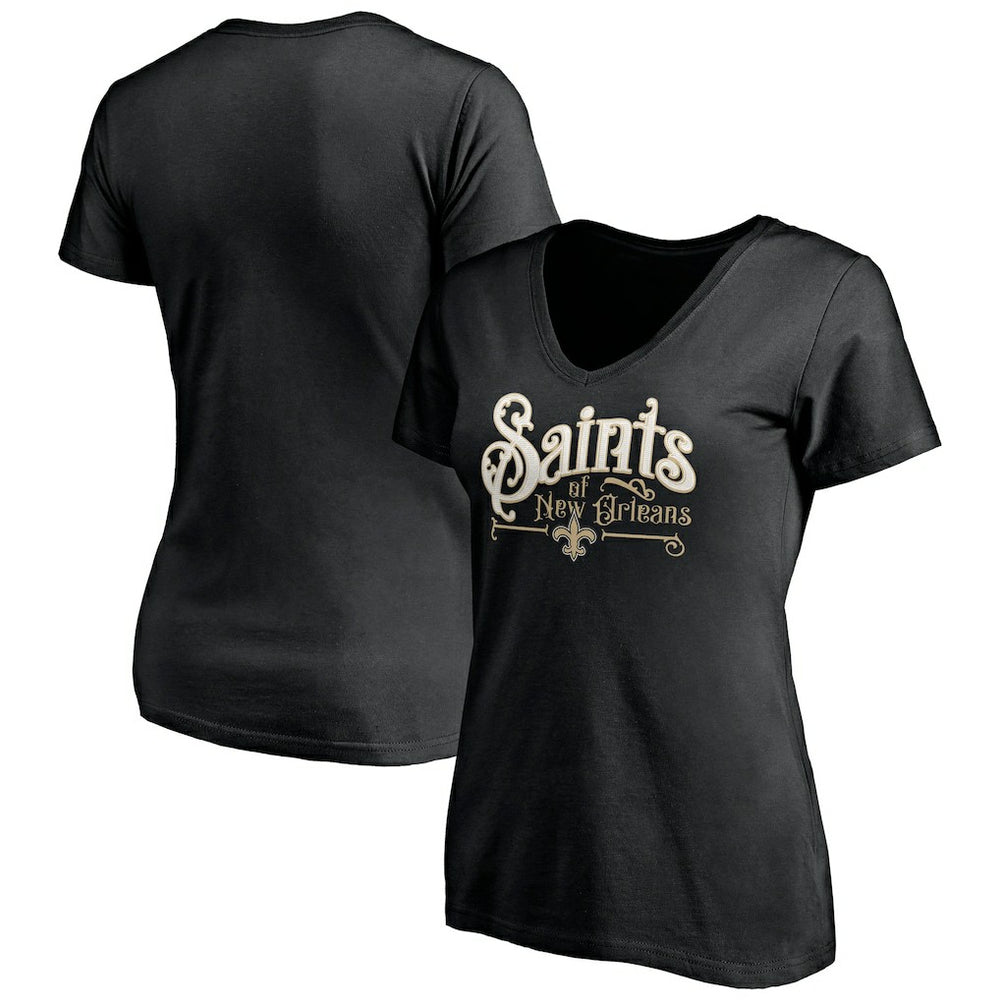 New Orleans Saints Women's Hometown Collection V-Neck T-Shirt - Black for sale