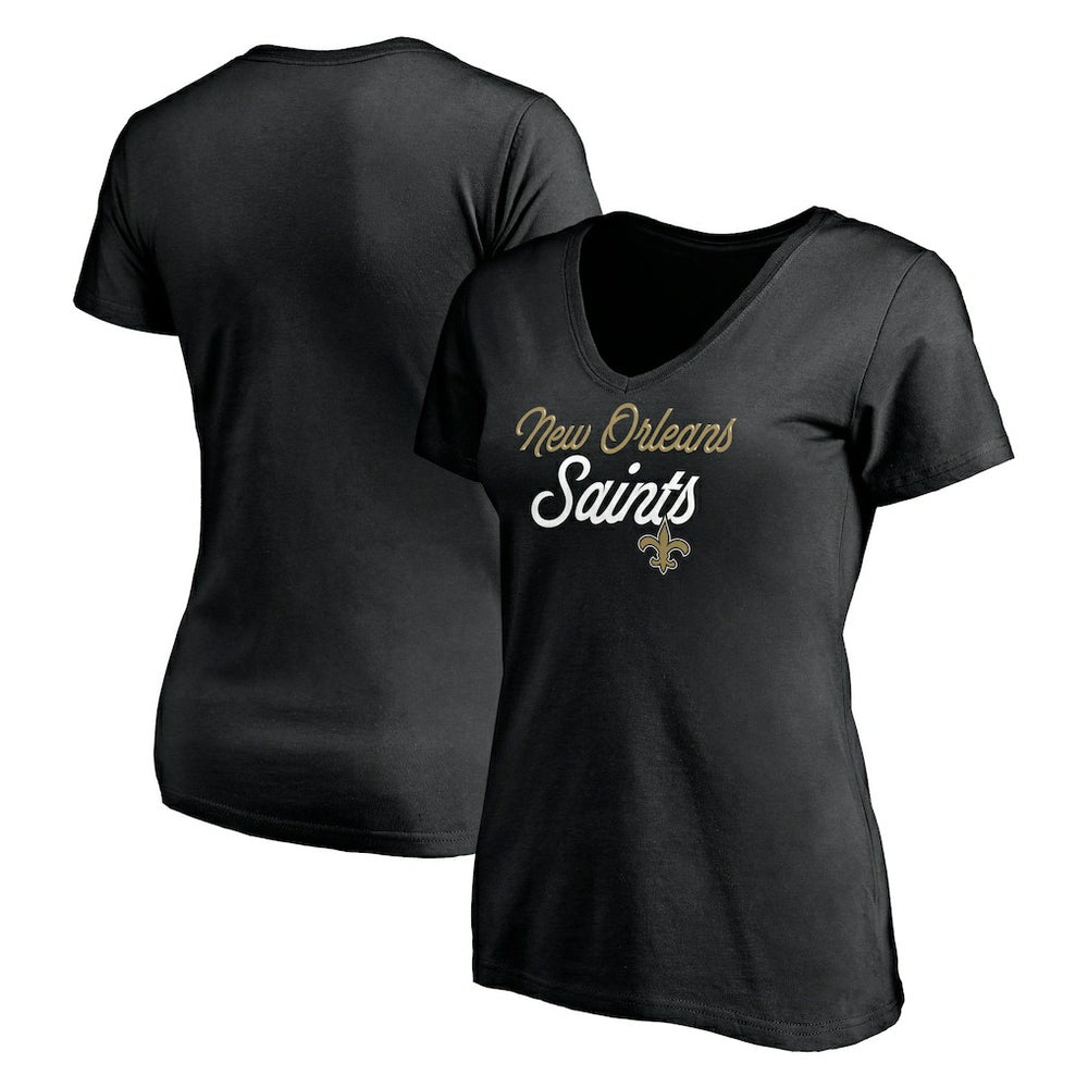 New Orleans Saints Women's Long Stride V-Neck T-Shirt - Black sale