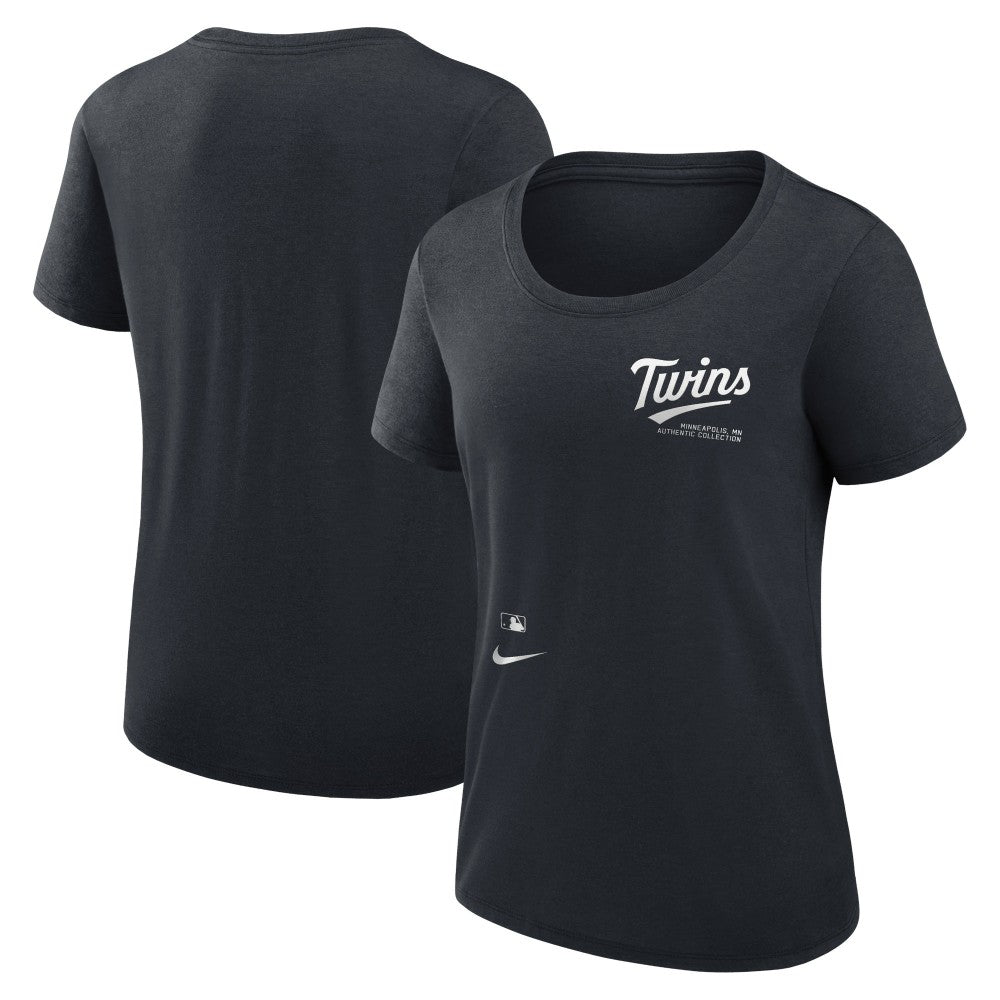 Minnesota Twins Women's Authentic Collection Performance Scoop Neck T-Shirt Navy