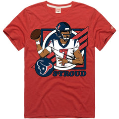 C.J. Stroud Houston Texans Homage Unisex Caricature Player Tri-Blend T-Shirt - Red for sale