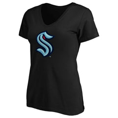 Seattle Kraken Women's Primary Logo V-Neck T-Shirt - Black T-shirts