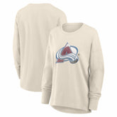 Colorado Avalanche Fanatics Women's Distressed Logo Long Sleeve T-Shirt - Cream T-shirts