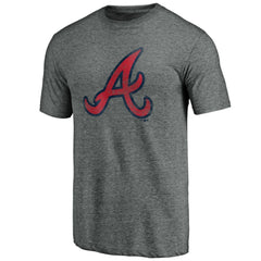 Atlanta Braves Official Logo Tri-Blend T-Shirt Heather Gray