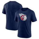 Cleveland Guardians Official Logo Tri-Blend T-Shirt Heather Navy