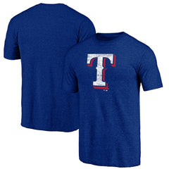 Texas Rangers Official Logo Tri-Blend T-Shirt Heather Royal