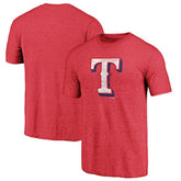 Texas Rangers Official Logo Tri-Blend T-Shirt Heather Red