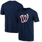 Washington Nationals Official Logo Tri-Blend T-Shirt Heather Navy