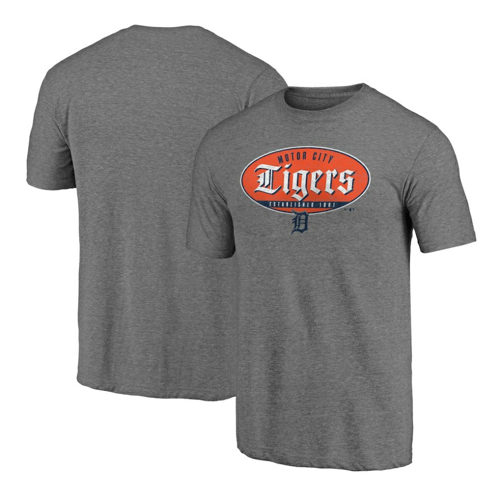 Detroit Tigers Hometown Collection Oil Can Tri-Blend T-Shirt Heather Gray