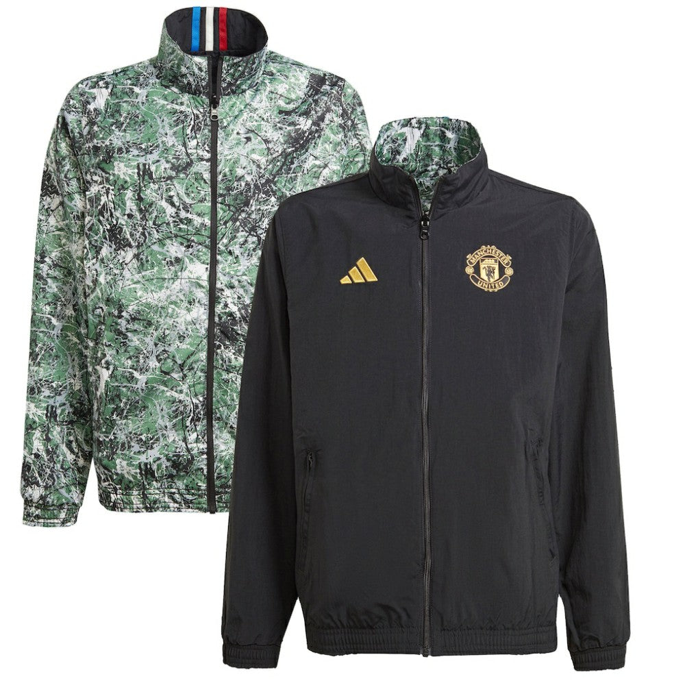 Manchester United x Stone Roses Originals Youth 2023/24 Reversible Anthem Full-Zip Jacket - Black on sale