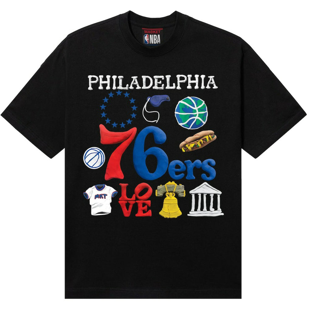 Philadelphia 76ers NBA x MARKET Unisex Claymation T-Shirt - Black shop