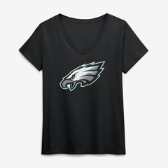 Philadelphia Eagles Logo Athletic Women's Primary Logo V-Neck T-Shirt - Black on sale
