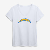 Los Angeles Chargers Logo Athletic Women's Primary Logo V-Neck T-Shirt - White sale