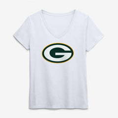 Green Bay Packers Logo Athletic Women's Primary Logo V-Neck T-Shirt - White sale