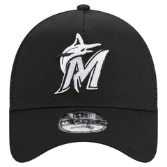 Miami Marlins A-Frame 9FORTY Trucker Adjustable Hat Black