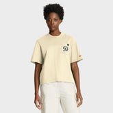 Los Angeles Dodgers Women's City Connect Pocket Boxy T-Shirt Cream