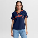 Houston Astros Women's Diva Race Ahead Raglan V-Neck T-Shirt Navy