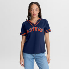 Houston Astros Women's Diva Race Ahead Raglan V-Neck T-Shirt Navy