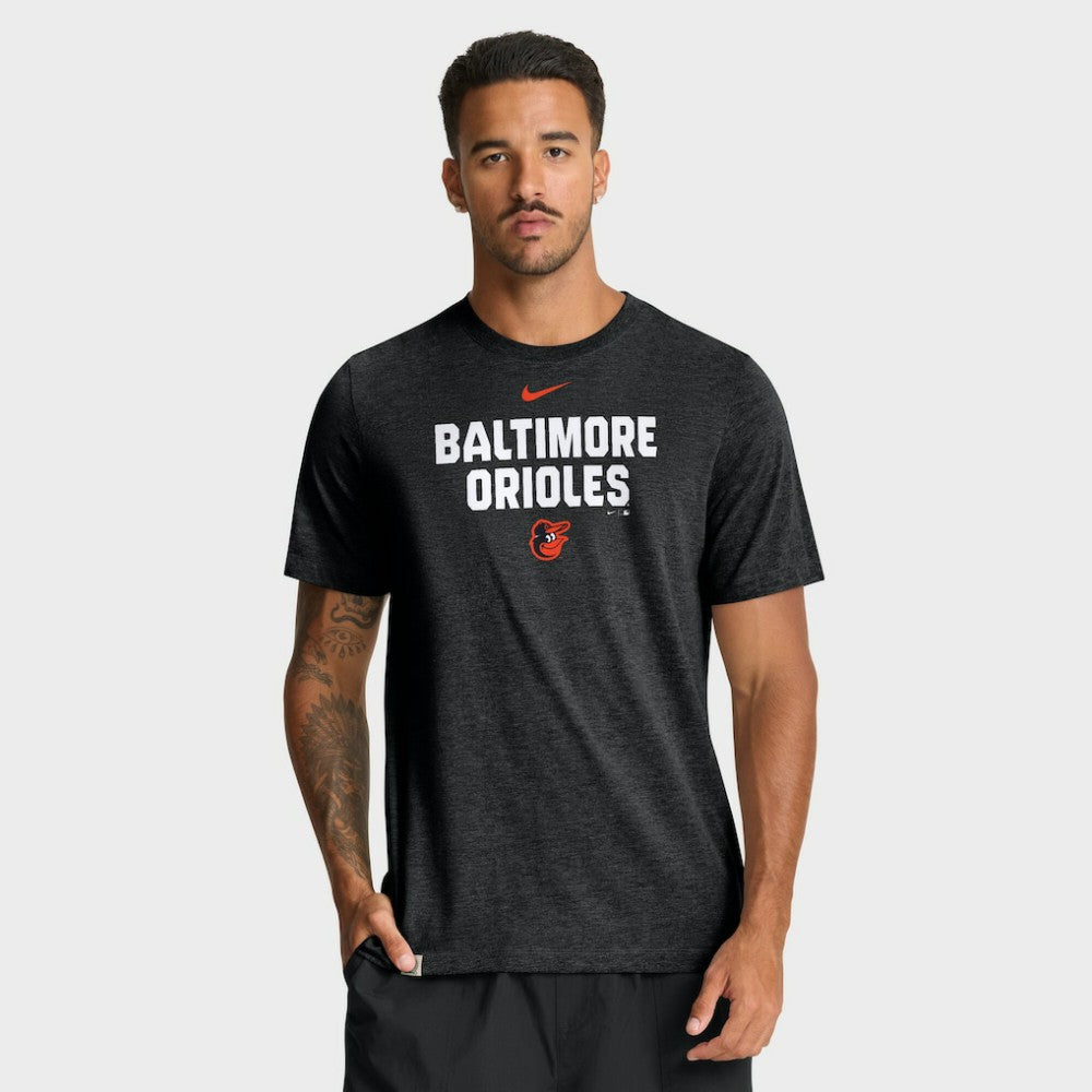 Baltimore Orioles Stacked Tri-Blend T-Shirt Heather Black