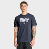 Atlanta Braves Stacked Tri-Blend T-Shirt Heather Navy