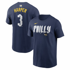 Bryce Harper Philadelphia Phillies City Connect Name & Number T-Shirt Navy