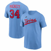 Kirby Puckett Minnesota Twins Cooperstown Collection Name & Number T-Shirt Light Blue