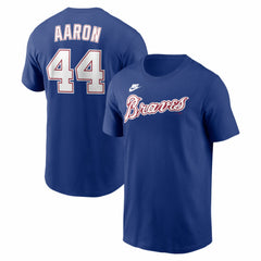Hank Aaron Atlanta Braves Cooperstown Collection Name & Number T-Shirt Royal