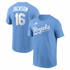 Bo Jackson Kansas City Royals Cooperstown Collection Name & Number T-Shirt Light Blue