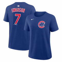 Dansby Swanson Chicago Cubs Women's Name & Number T-Shirt Royal