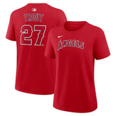 Mike Trout Los Angeles Angels Women's Name & Number T-Shirt Red