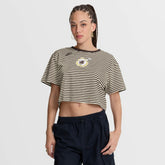 San Diego Padres Women's Cooperstown Collection Striped Cropped T-Shirt Brown/Cream