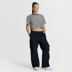 Houston Astros Women's Cooperstown Collection Striped Cropped T-Shirt Navy/Cream