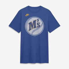 Seattle Mariners Cooperstown Logo Tri-Blend T-Shirt Heather Royal