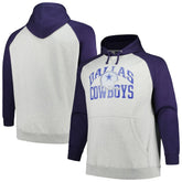 Dallas Cowboys Profile Big & Tall Favorite Arch Throwback Raglan Pullover Hoodie - Heather Gray/Navy for sale