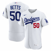 Mookie Betts Los Angeles Dodgers Home Authentic Sponsor Patch Jersey White