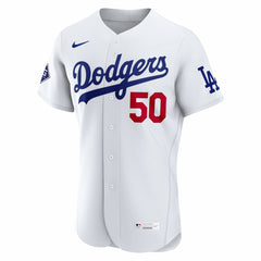 Mookie Betts Los Angeles Dodgers Home Authentic Sponsor Patch Jersey White