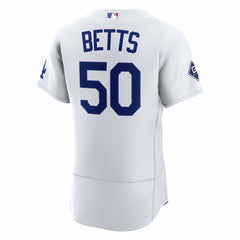Mookie Betts Los Angeles Dodgers Home Authentic Sponsor Patch Jersey White