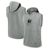 Miami Marlins Authentic Collection Early Work Dri-FIT Sleeveless Hoodie Heather Gray