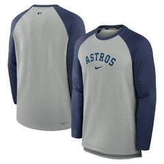 Houston Astros Authentic Collection Game Time Raglan Performance Long Sleeve T-Shirt Heather Gray/Navy