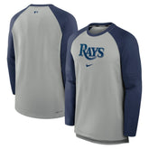 Tampa Bay Rays Authentic Collection Game Time Raglan Performance Long Sleeve T-Shirt Heather Gray/Navy
