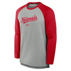 Washington Nationals Authentic Collection Game Time Raglan Performance Long Sleeve T-Shirt Heather Gray/Red