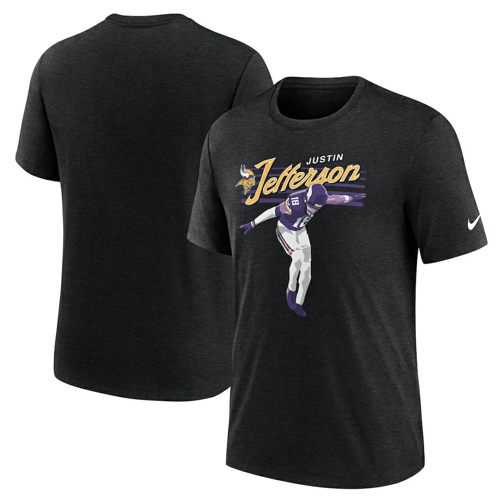 Justin Jefferson Minnesota Vikings Player Graphic T-Shirt - Heather Black outlet